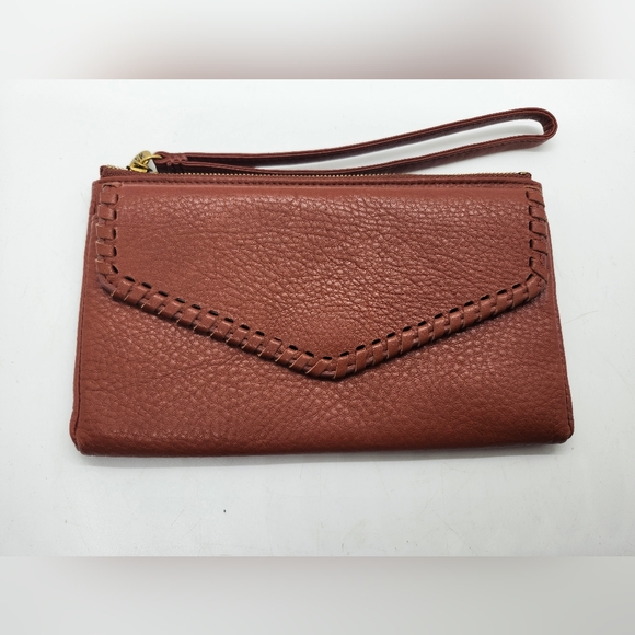 Hobo Pocket Leather Wristlet Wallet Clutch, Wrist Strap, Cash, Cards, PORT, NWOT - Picture 1 of 7